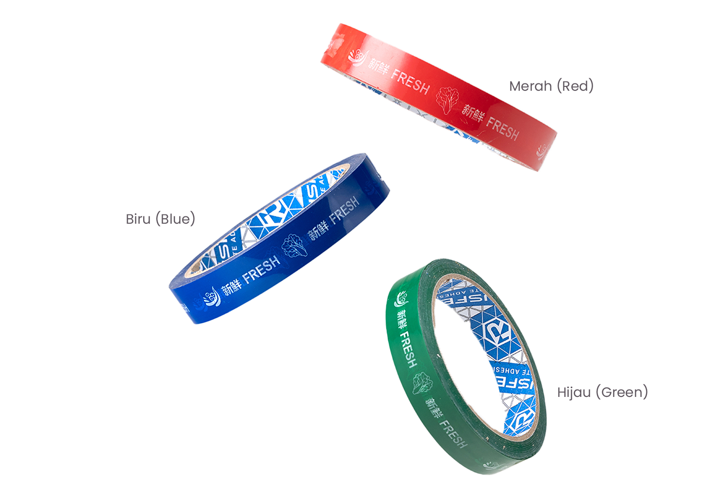<p><strong>RUSFET Lakban FRESH Vegetables</strong><br> Lakban berlabel “FRESH Vegetables” yang dirancang khusus untuk pengemasan sayuran segar. Tersedia dalam tiga pilihan warna:&nbsp; Hijau (<strong>Green), Biru (Blue), dan Merah (Red)</strong>, sehingga memudahkan identifikasi produk. Dengan daya rekat yang kuat dan ukuran yang praktis, lakban ini membantu menjaga kemasan tetap rapi, higienis, dan aman hingga sampai ke konsumen.</p>
