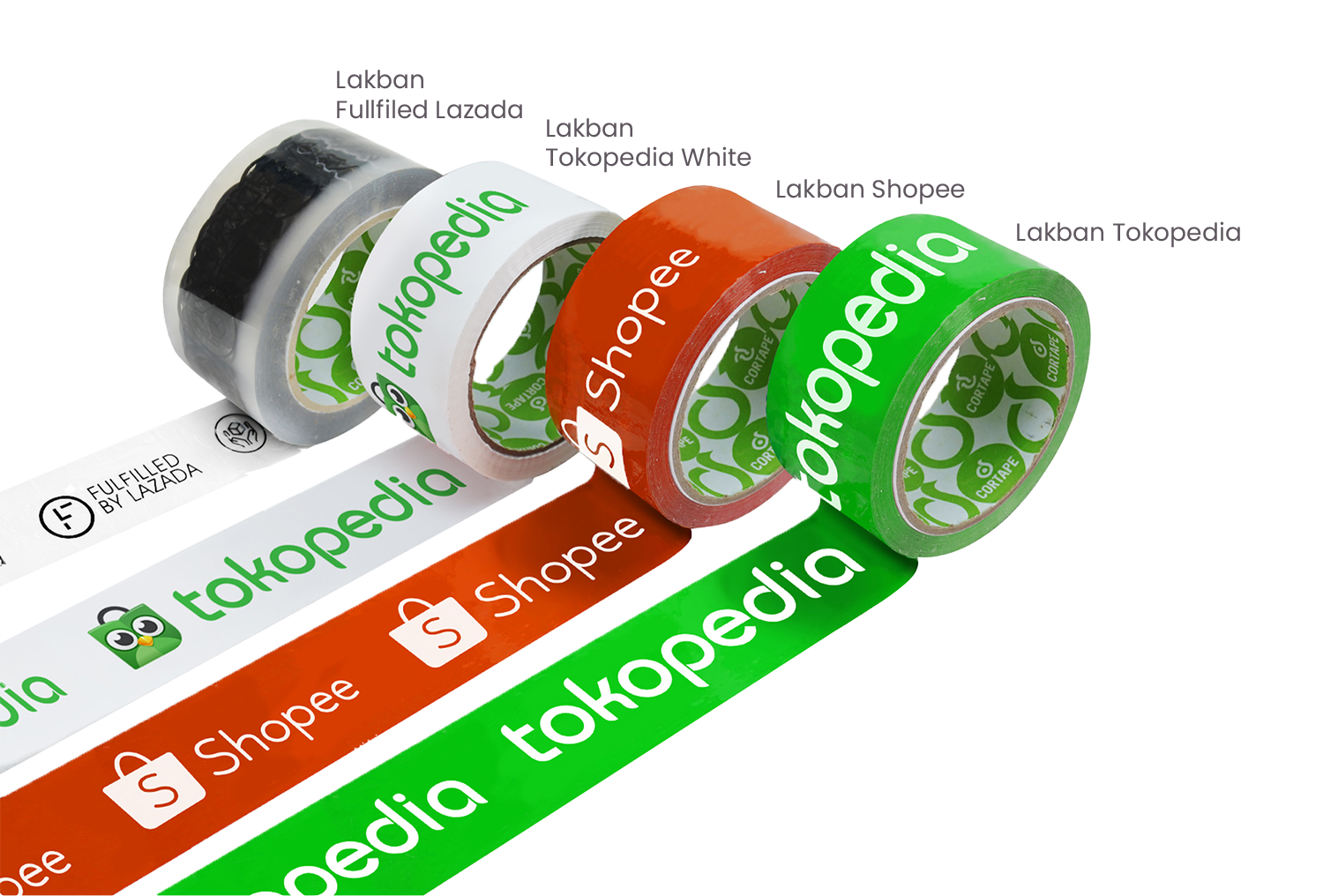 <p><strong>Lakban Ecommerce</strong><br> Lakban khusus untuk kebutuhan pengemasan toko online dengan tampilan logo marketplace populer. Dirancang dengan daya rekat kuat dan kualitas material premium, lakban ini tidak hanya menjaga keamanan paket, tetapi juga meningkatkan profesionalitas dan branding saat pengiriman. Cocok digunakan oleh seller untuk Tokopedia, Lazada, maupun Shopee.&nbsp;</p>