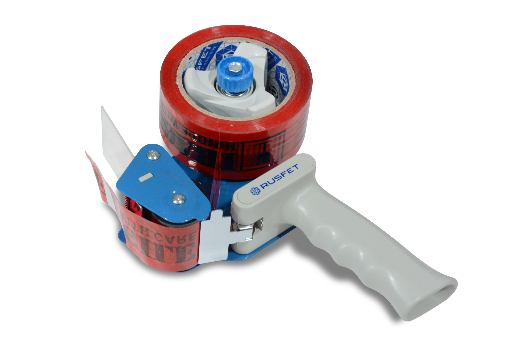 <h3><strong>Rusfet Tape Dispenser – Handle Iron</strong></h3><p>Tape dispenser berkualitas dengan gagang yang kokoh dan tahan lama. Didesain untuk mempermudah penggunaan lakban dalam proses pengepakan, sehingga lebih cepat, rapi, dan efisien. Cocok digunakan untuk kebutuhan industri, pergudangan, maupun bisnis retail.</p><p><br></p>