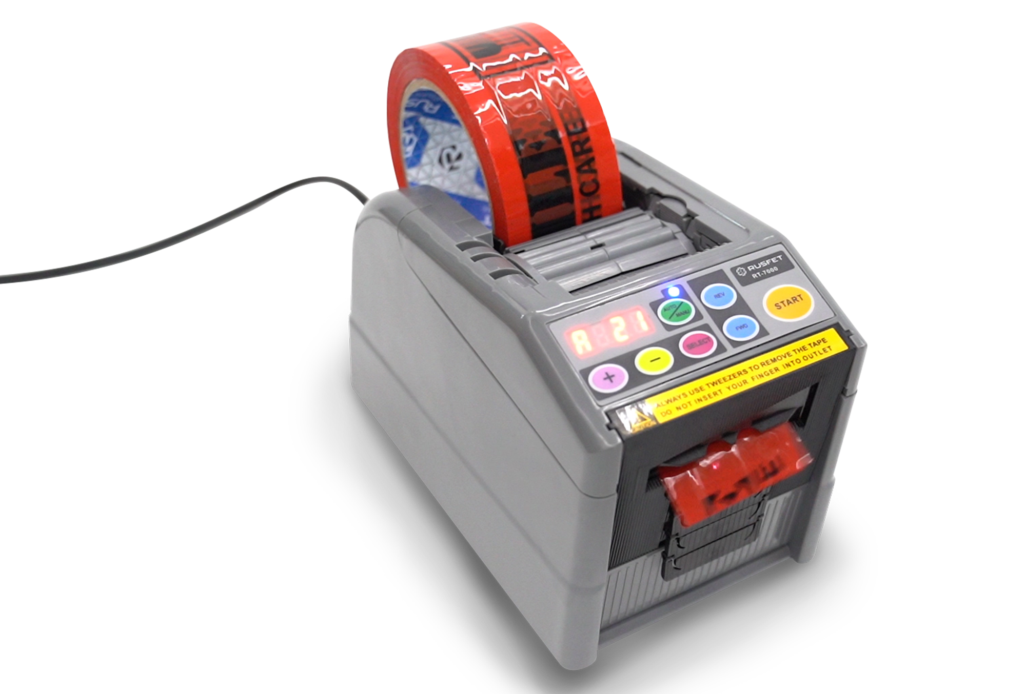 <h3><strong>Rusfet Automatic Tape Dispenser</strong></h3><p>&nbsp;Mesin pemotong lakban otomatis yang dirancang untuk meningkatkan efisiensi kerja. Rusfet Automatic Tape Dispenser mampu memotong lakban dengan presisi sesuai panjang yang diatur, sehingga mempermudah proses pengepakan, perakitan, maupun produksi. Cocok digunakan di industri, gudang, maupun bisnis yang membutuhkan produktivitas tinggi.</p>