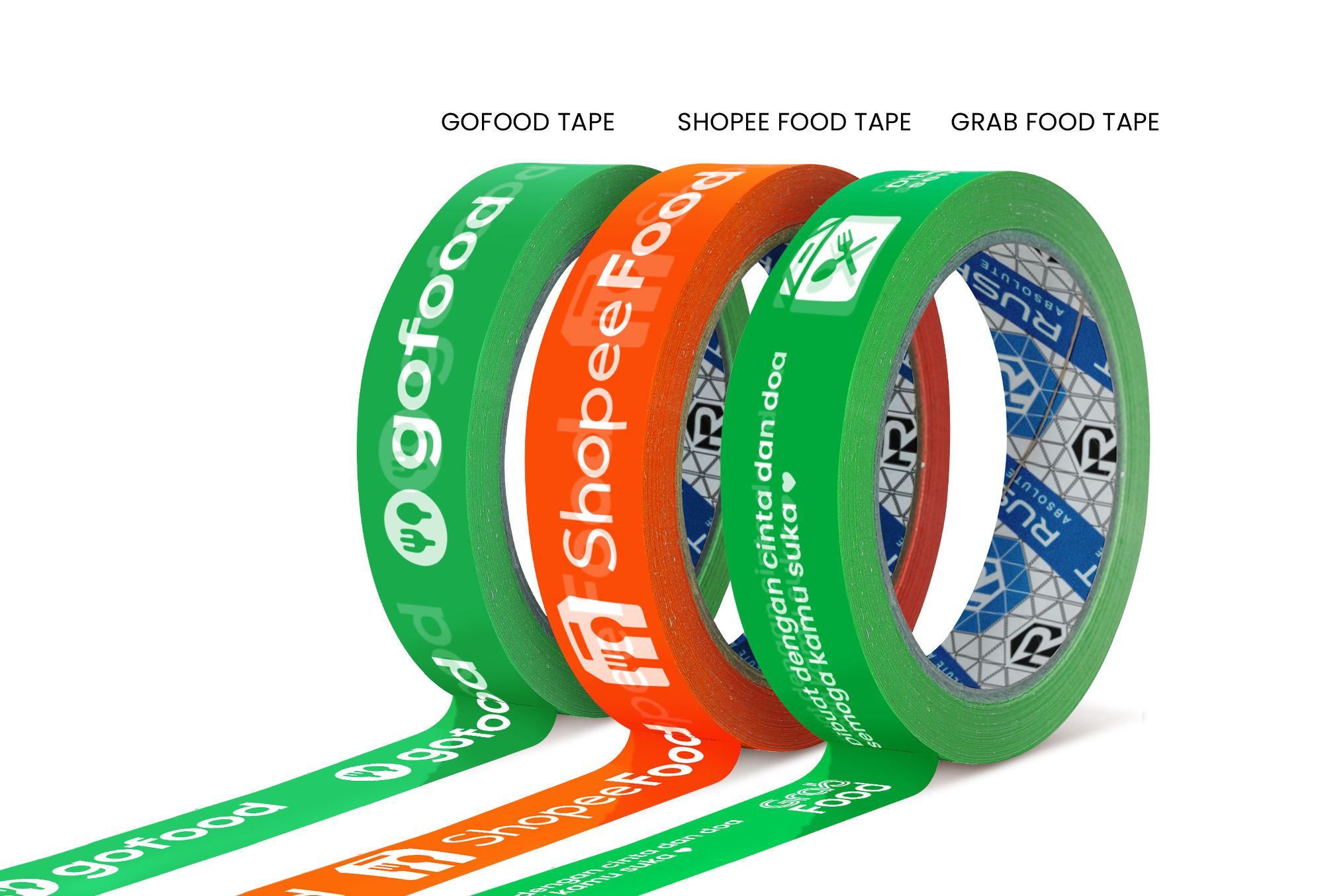 <p><strong>Rusfet Lakban Ojek Online</strong></p><p>hadir dengan desain khusus untuk brand <strong>GoFood, GrabFood, dan ShopeeFood</strong>, dirancang sebagai segel kemasan makanan dan minuman agar lebih aman, higienis, serta terlihat profesional saat sampai ke pelanggan.&nbsp;</p>