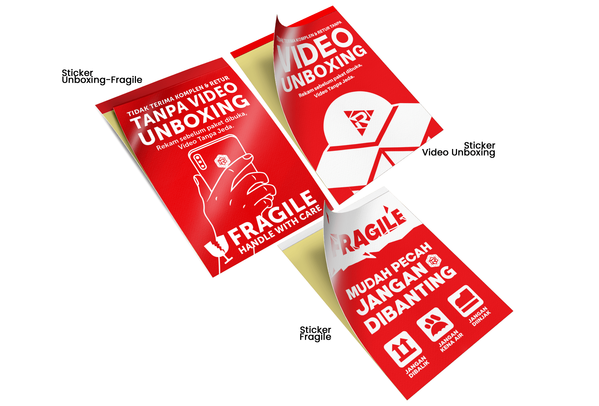<p><strong>RUSFET Sticker Variasi Unboxing &amp; Fragile&nbsp;</strong>&nbsp;merupakan stiker peringatan dengan desain khusus seperti <strong>“Unboxing – Fragile”</strong>, <strong>“Video Unboxing”</strong>, dan <strong>“Fragile”</strong> berukuran <strong>5 x 7 cm</strong>. Terbuat dari bahan stiker berkualitas dengan <strong>daya rekat kuat dan tahan lama</strong>, cocok untuk digunakan pada <strong>kemasan pengiriman</strong> agar barang tetap aman dan penerima mendapat informasi dengan jelas.&nbsp;</p>