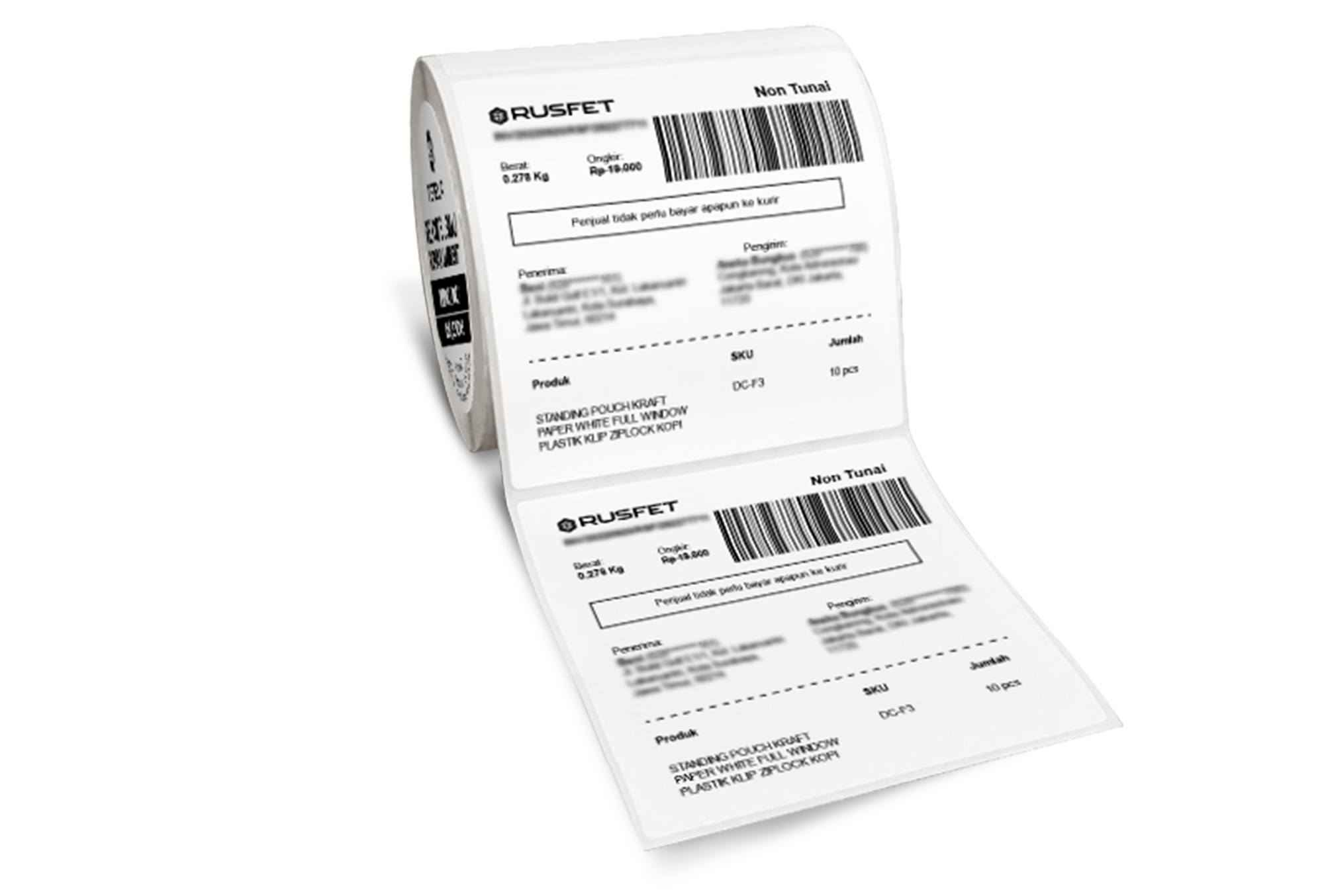 <p><strong>RUSFET Label Thermal</strong> adalah label cetak tanpa tinta yang menggunakan teknologi <strong>thermal printing</strong>, menghasilkan cetakan tajam dan cepat. Terbuat dari bahan label berkualitas tinggi yang <strong>tahan lama, tidak mudah luntur</strong>, dan <strong>mudah dilepas dari backing paper</strong>.&nbsp;</p>