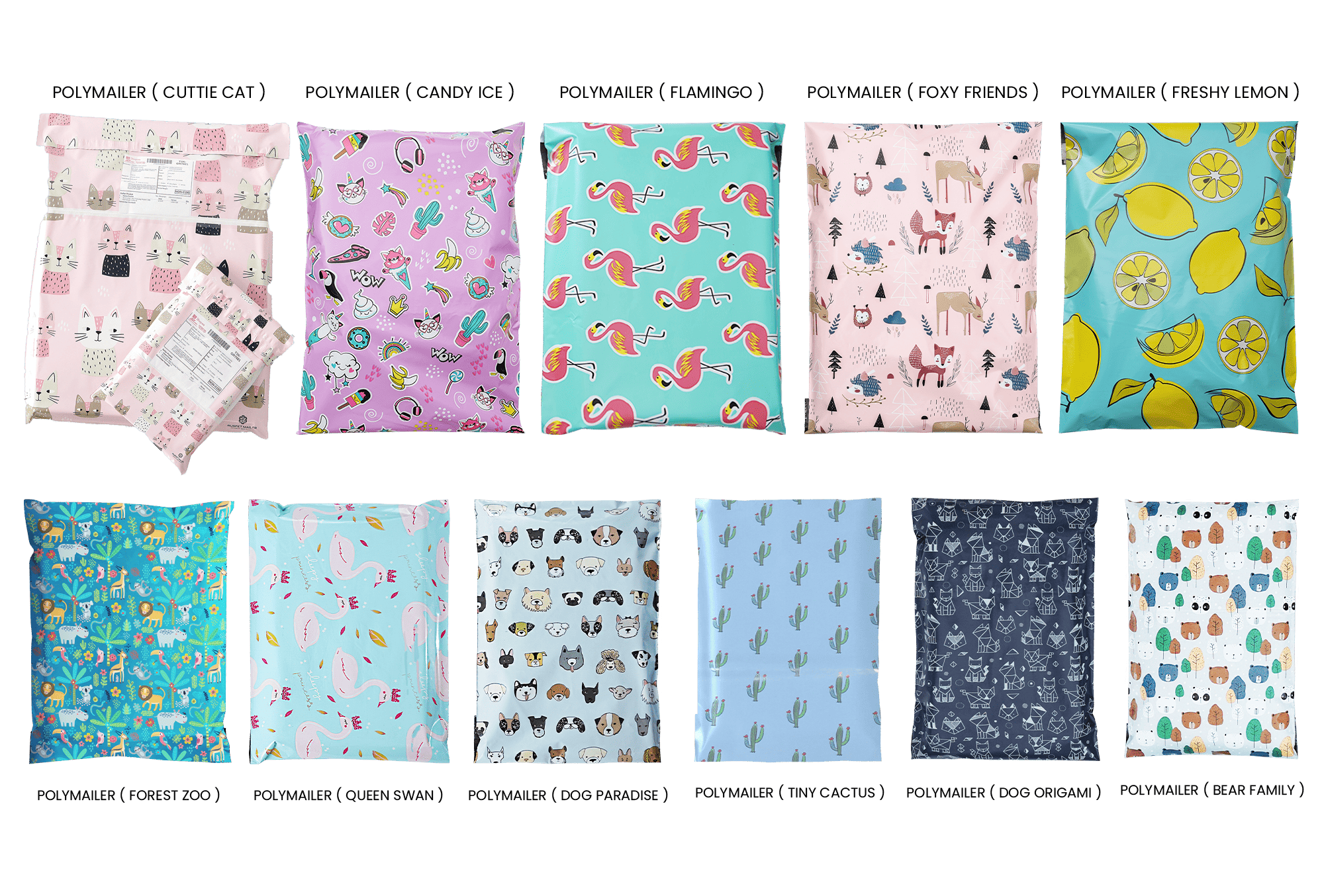 <p><strong>RUSFET Polymailer Pattern Design</strong> adalah kantong pengiriman dengan <strong>desain motif eksklusif dan lucu</strong>, dirancang untuk membuat kemasan tampil lebih menarik dan profesional. Terbuat dari bahan <strong>polyethylene tebal, kuat, dan tahan air</strong>, sehingga mampu melindungi isi paket dari <strong>air, debu, maupun sobekan</strong> selama pengiriman.</p><p>Dilengkapi dengan <strong>perekat self-adhesive kuat</strong>, praktis digunakan tanpa tambahan lakban. Tersedia dalam berbagai <strong>motif menarik</strong> seperti <strong>Cuttie Cat, Candy Ice, Flamingo, Foxy Friends, Forest Zoo, Queen Swan, Dog Paradise, Tiny Cactus, Freshy Lemon, Dog Origami, dan Bear Family</strong>, dengan beragam ukuran sesuai kebutuhan pengiriman.</p>