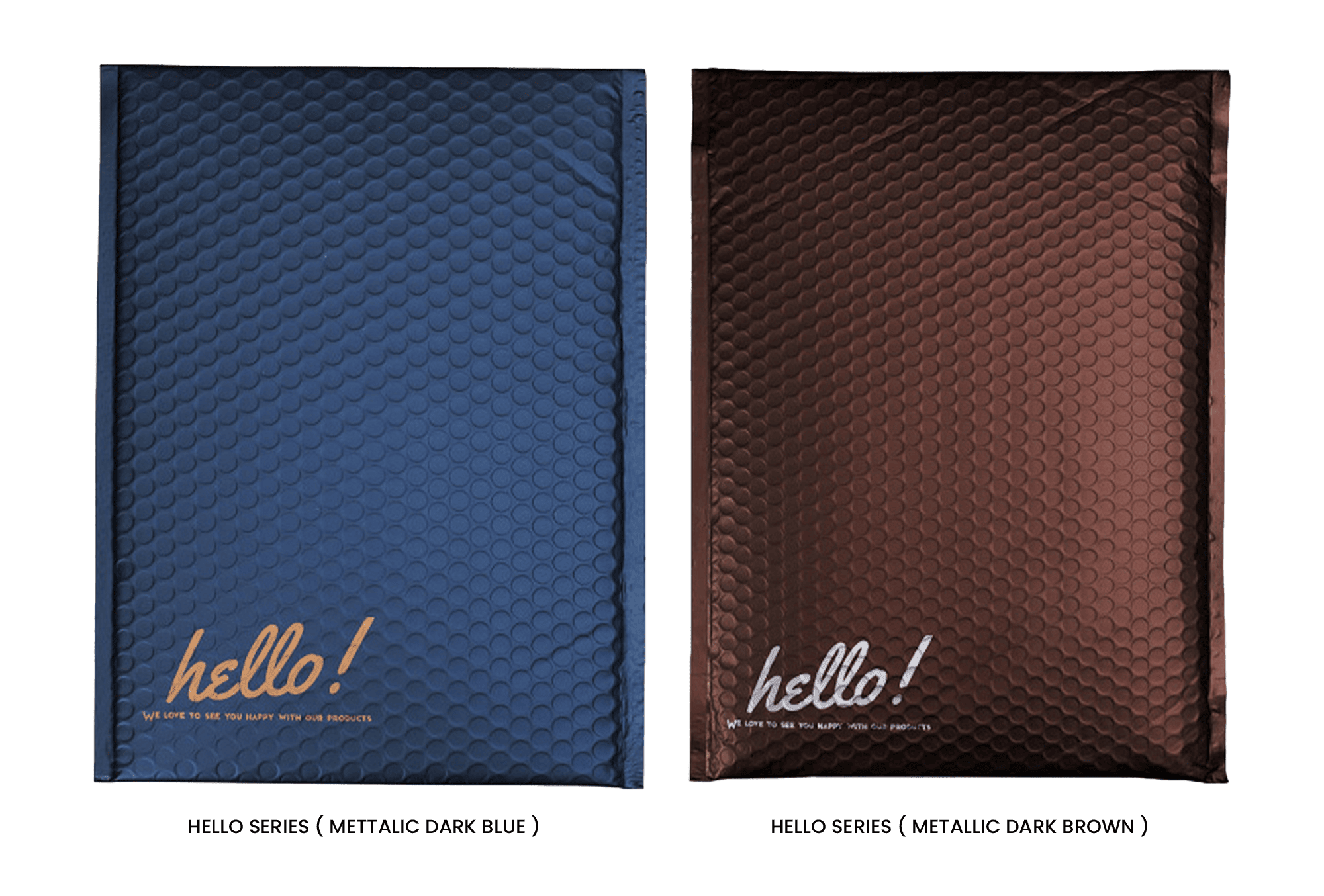 <h3><strong>RUSFET BUBBLE MAILER HELLO METALLIC SERIES</strong></h3><p>RUSFET Bubble Mailer Hello Metallic Series merupakan amplop kemasan dengan tampilan elegan dan modern berlapis warna <strong>metallic premium</strong>. Terbuat dari bahan berkualitas tinggi yang kuat, tahan air, serta dilengkapi dengan <strong>lapisan gelembung pelindung di bagian dalam</strong> untuk menjaga isi tetap aman dari benturan maupun goresan selama pengiriman.</p><p><br></p>