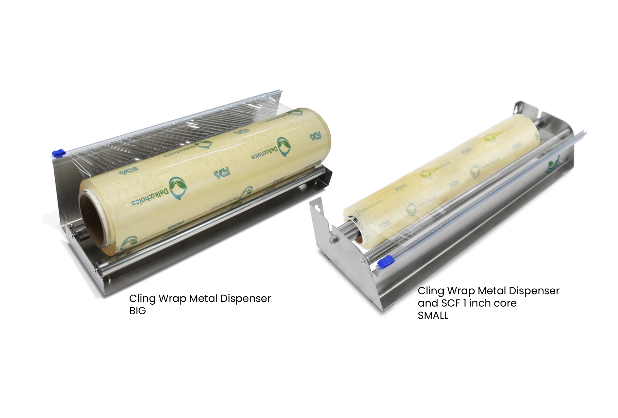 <p><strong>DELKOCHOICE CLING WRAP METAL DISPENSER</strong></p><p>Dispenser premium dari <strong>DELKOCHOICE</strong> dirancang khusus untuk memudahkan pemotongan dan penggunaan cling wrap dengan hasil rapi dan efisien. Terbuat dari <strong>material logam berkualitas tinggi</strong> yang kokoh dan tahan lama, menjadikannya pilihan ideal untuk dapur rumah tangga, restoran, hingga industri makanan.</p><p>Tersedia dalam dua ukuran — <strong>SMALL</strong> dan <strong>BIG</strong>, yang dapat disesuaikan dengan kebutuhan panjang cling wrap Anda. Desainnya elegan dan ergonomis, dengan <strong>pisau pemotong tajam dan aman</strong>, sehingga memudahkan proses pembungkusan makanan tanpa kusut.</p>
