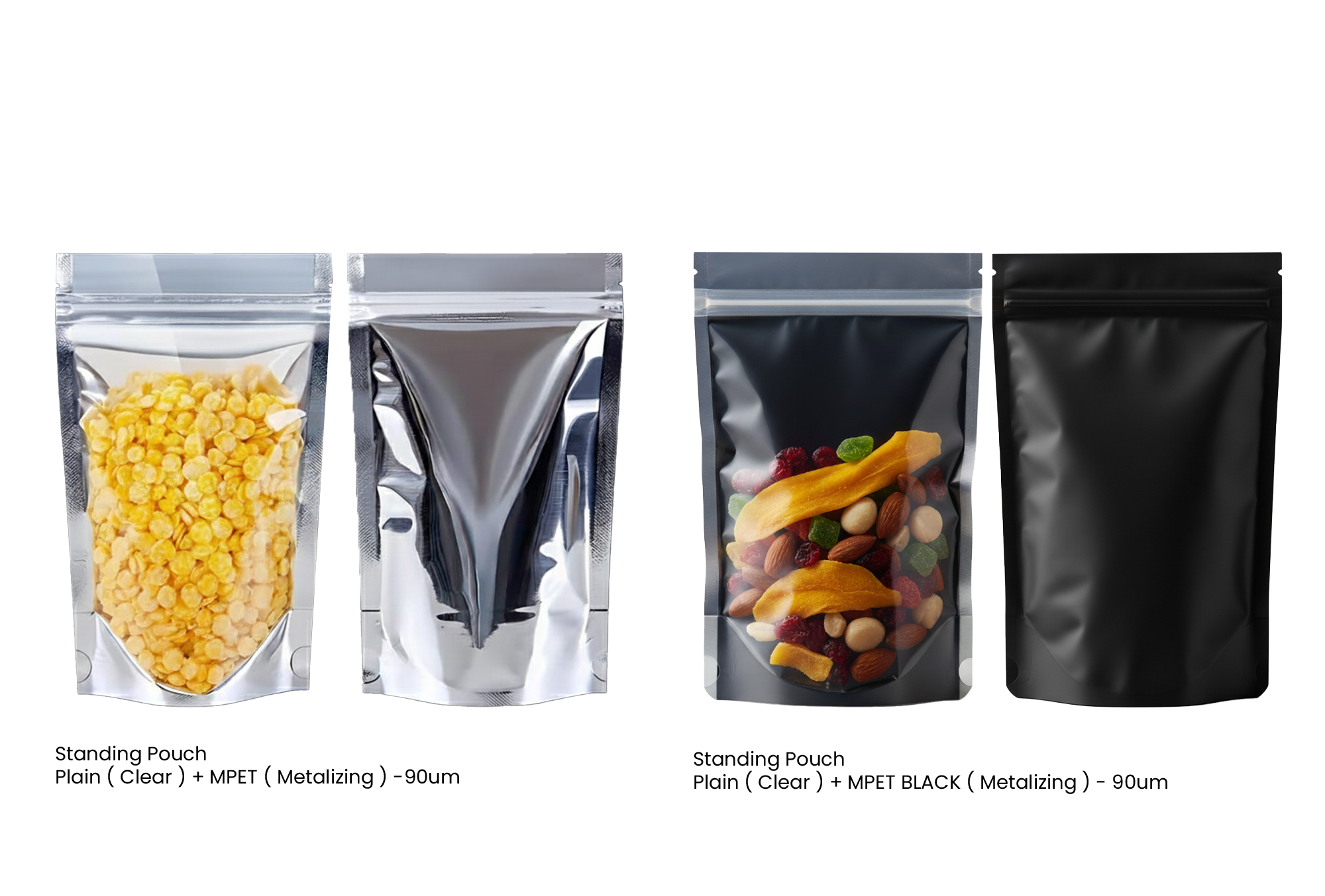 <p><strong>DELKOCHOICE Standing Pouch Clear Black Metalizing</strong> adalah kemasan fleksibel premium yang menggabungkan tampilan <strong>transparan (Clear)</strong> dengan efek <strong>metalizing elegan (MPET/MPET Black)</strong>. Terbuat dari bahan tebal <strong>90 mikron</strong>, pouch ini memiliki daya tahan tinggi terhadap udara dan kelembapan, menjaga kesegaran isi produk lebih lama.&nbsp;</p>