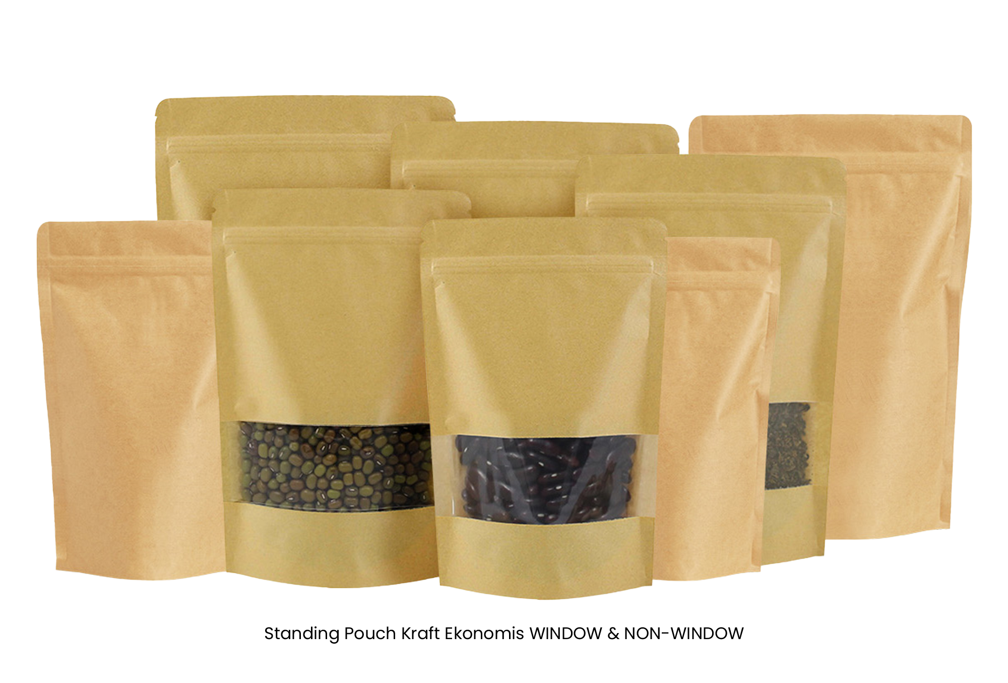 <p><strong>DELKOCHOICE STANDING POUCH BROWN KRAFT EKONOMIS WINDOW &amp; NON-WINDOW</strong></p><p>Delkochoice Standing Pouch Brown Kraft Ekonomis merupakan kemasan praktis dan fungsional dengan tampilan natural khas kertas kraft coklat. Terbuat dari bahan tebal <strong>110 mikron</strong>, pouch ini memiliki daya tahan baik terhadap kelembapan dan cocok digunakan untuk berbagai jenis produk seperti kopi bubuk, snack, teh kering, biji-bijian, atau bumbu dapur.</p>