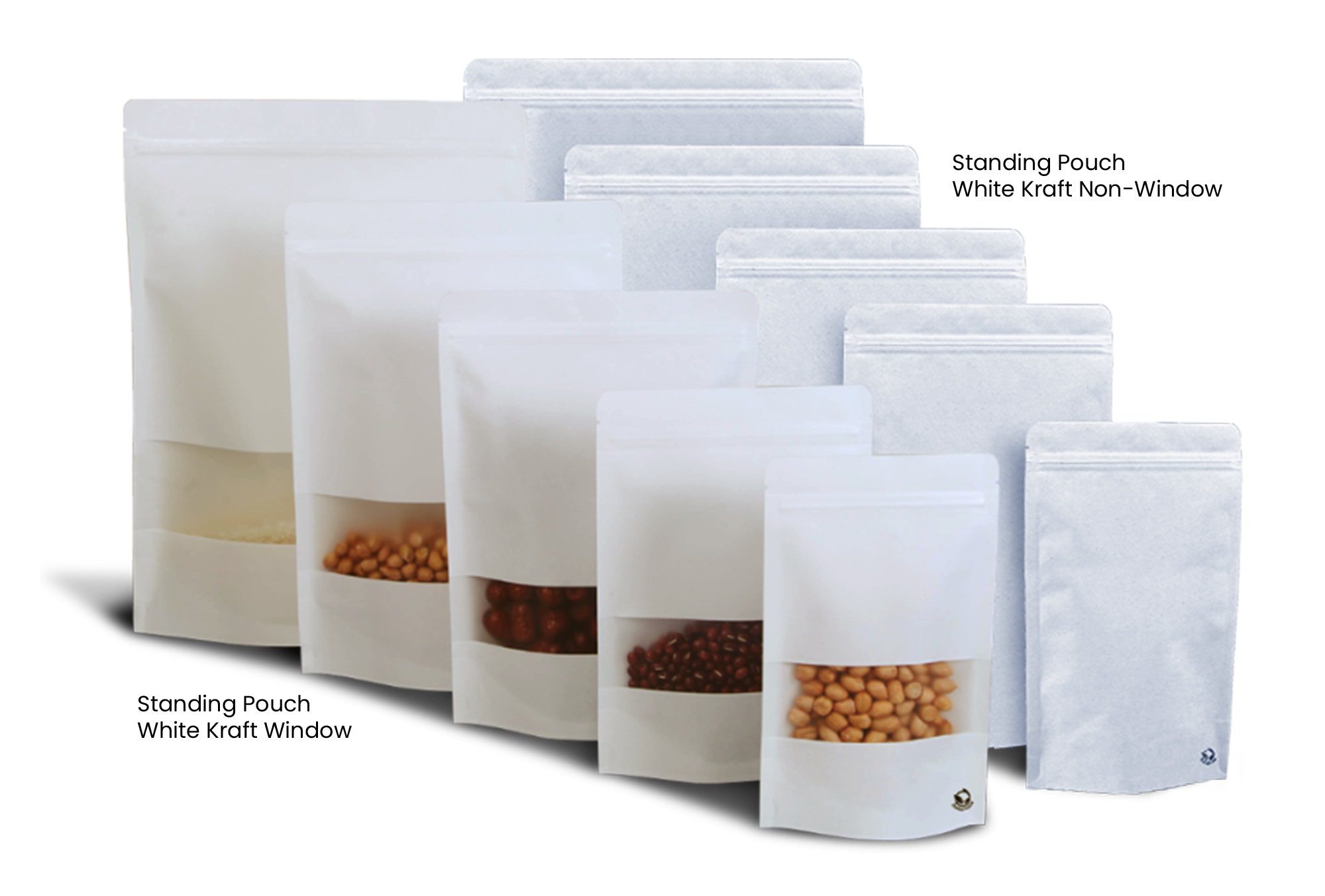 <p><strong>DELKOCHOICE STANDING POUCH WHITE KRAFT WINDOW &amp; NON-WINDOW</strong></p><p>Delkochoice Standing Pouch White Kraft merupakan kemasan premium dengan tampilan elegan dan kuat, terbuat dari bahan kraft putih tebal 110 mikron. Tersedia dalam dua varian: <strong>Window</strong> (dengan jendela transparan untuk menampilkan isi produk) dan <strong>Non-Window</strong> (tanpa jendela untuk tampilan lebih minimalis dan eksklusif).</p>