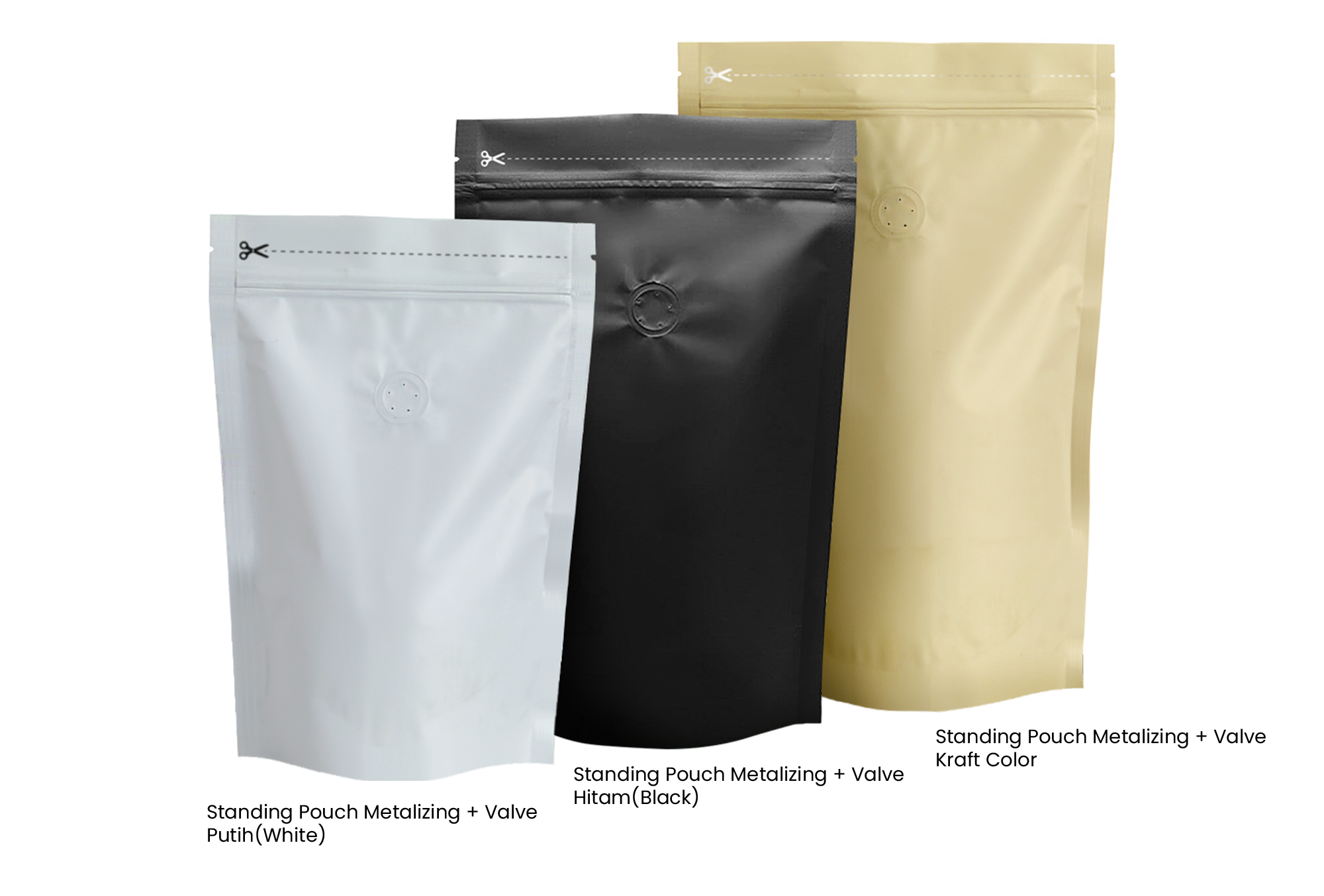 <p><strong>DELKOCHOICE STANDING POUCH METALIZING VALVE SERIES</strong></p><p>Delkochoice Standing Pouch Metalizing Valve Series adalah kemasan premium dengan tampilan <strong>full metalize</strong> elegan dan modern, dilengkapi <strong>valve udara satu arah</strong> yang berfungsi menjaga kesegaran isi produk, khususnya kopi dan bahan beraroma kuat. Terbuat dari bahan <strong>tebal 100 mikron</strong>, pouch ini memiliki daya tahan tinggi terhadap udara, cahaya, dan kelembapan.</p>