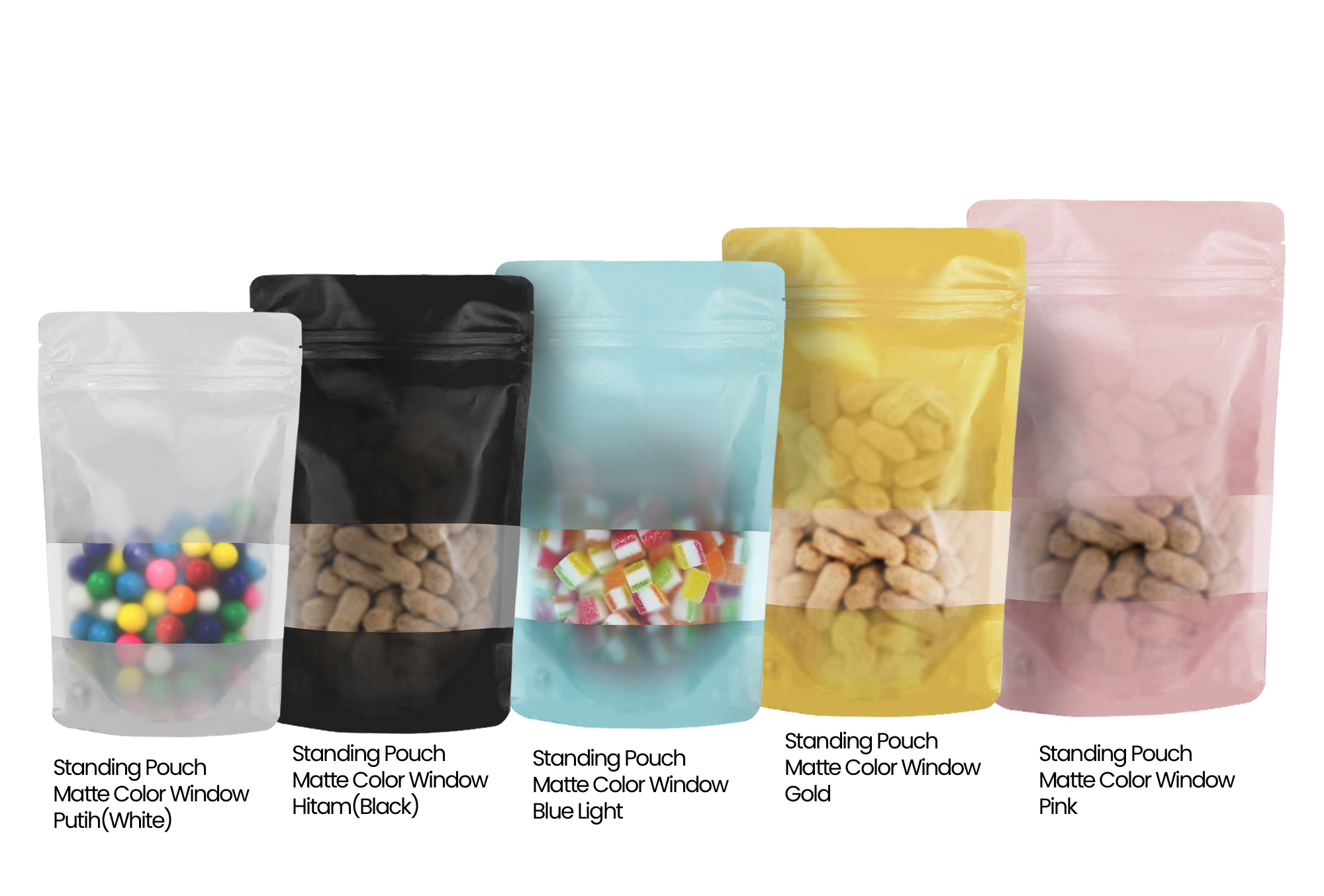 <p><strong>DELKOCHOICE Standing Pouch Ziplock Matte Color Window</strong> adalah kemasan modern dengan desain elegan yang memadukan <strong>warna matte (doff)</strong> dan <strong>jendela transparan (window)</strong> untuk menampilkan isi produk secara menarik. Tampilan luar yang lembut dan tidak mengkilap memberi kesan premium, cocok untuk berbagai kebutuhan kemasan retail maupun branding produk.</p><p>Dibuat dari bahan berkualitas tinggi dengan sistem <strong>ziplock tebal dan kuat</strong>, pouch ini mampu menjaga kesegaran, aroma, serta kualitas produk lebih lama. Desain <strong>standing pouch</strong> memungkinkan kemasan berdiri kokoh, mudah ditata, dan menarik di display toko.</p>