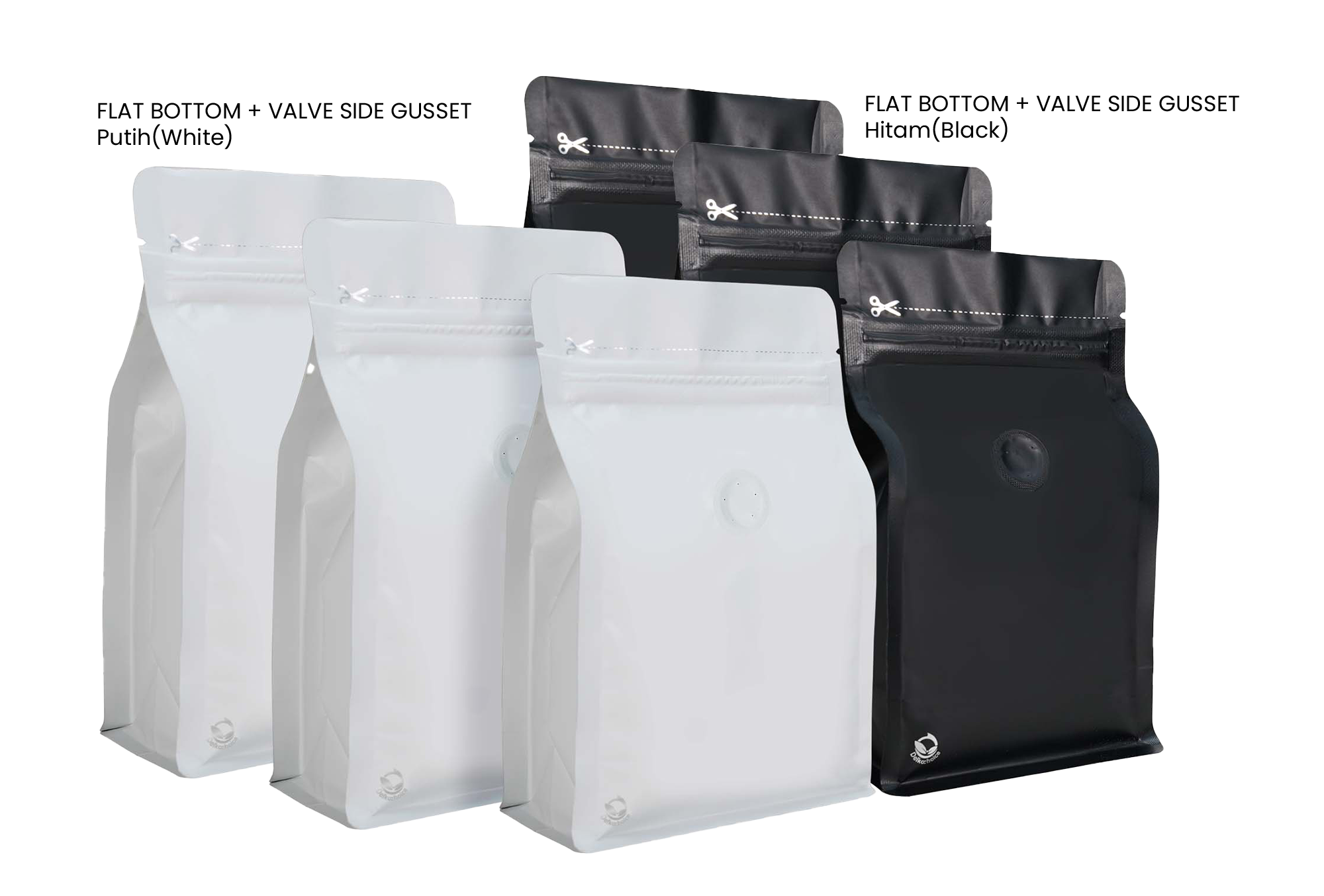 <p>DELKOCHOICE FLATBOTTOM + VALVE SIDE GUSSET dirancang khusus untuk menjaga kesegaran dan aroma kopi lebih lama. Terbuat dari material <strong>Full MPET berlapis tebal 100 mikron</strong>, kemasan ini memberikan perlindungan optimal terhadap cahaya, udara, dan kelembapan. Dilengkapi dengan <strong>one-way valve</strong> untuk menjaga sirkulasi gas alami dari biji kopi tanpa membiarkan udara luar masuk, sehingga kualitas rasa kopi tetap maksimal.</p>